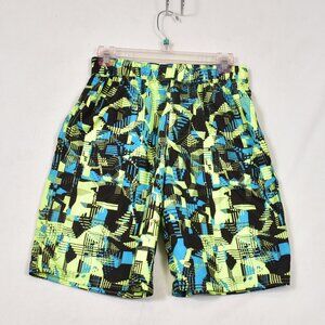 Under Armour Boy's Swim Trunks Green Yellow Blue Size Large Board Shorts